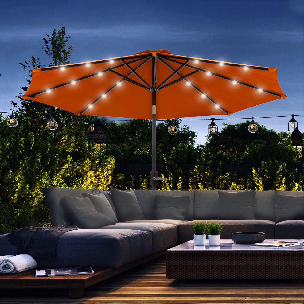 Outsunny 24 Led Solar Powered Parasol Umbrella Garden Tilt Outdoor String Light