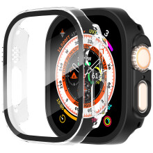 Suoman 2-Pack for Apple Watch Ultra/Ultra 2 49mm PC All-Around Screen Protector Case Tempered Glass Screen Protector Case Ultra-Thin for iWatch