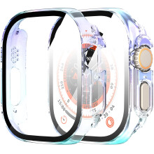 Suoman 2-Pack for Apple Watch Ultra/Ultra 2 49mm Screen Protector Case PC All-Around Tempered Glass Screen Protector Case Ultra-Thin for iWatch
