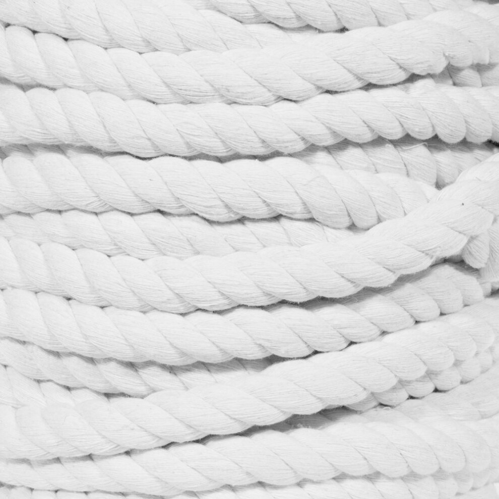 Corde En Coton Torsad Super Douce 3 Brins (Blanc 1 Pouce X 25 Pieds)-image