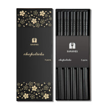 SUPJOYES 5 Pairs Fiberglass Chopsticks - Reusable Chopsticks Dishwasher Safe Japanese Chinese Chop Sticks with Cherry Blossom Pattern 9 1/2 Inches