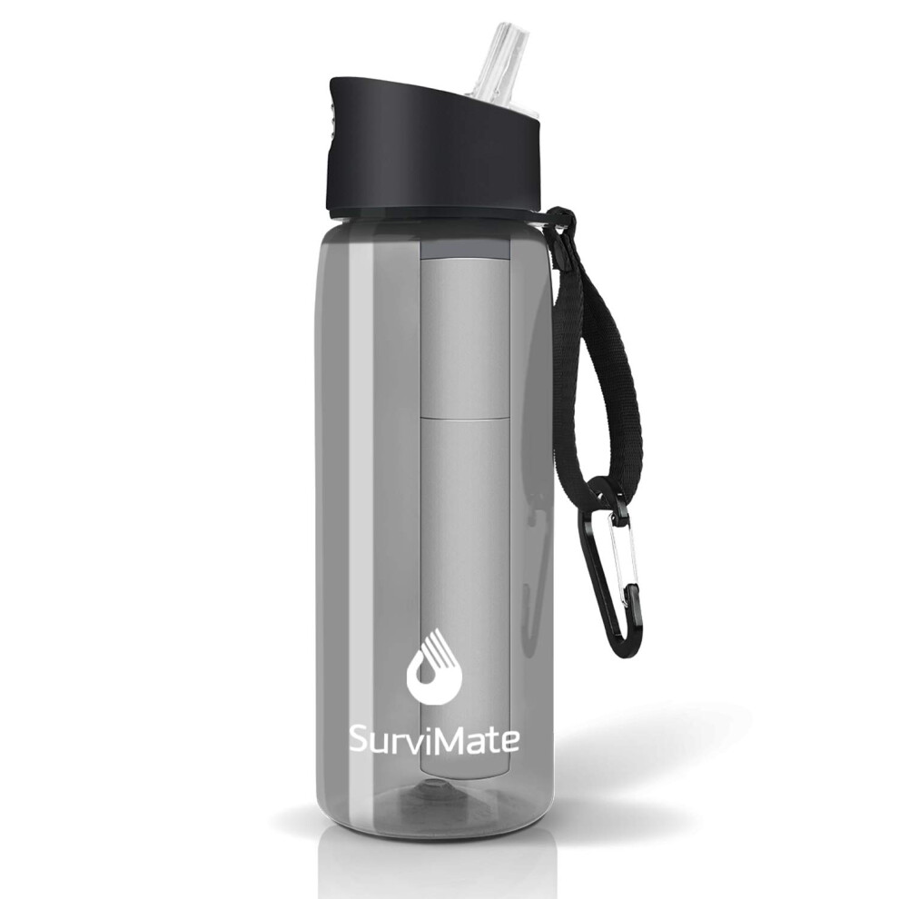 Survimate 0.01m Ultra-Filtration Filtered Water Bottle  Portable Water Filter Bottle with 4-Stage Filtration for Survival  Camping  Hiking  Backpackin-image-OPC-PFPNQ9D-NEW