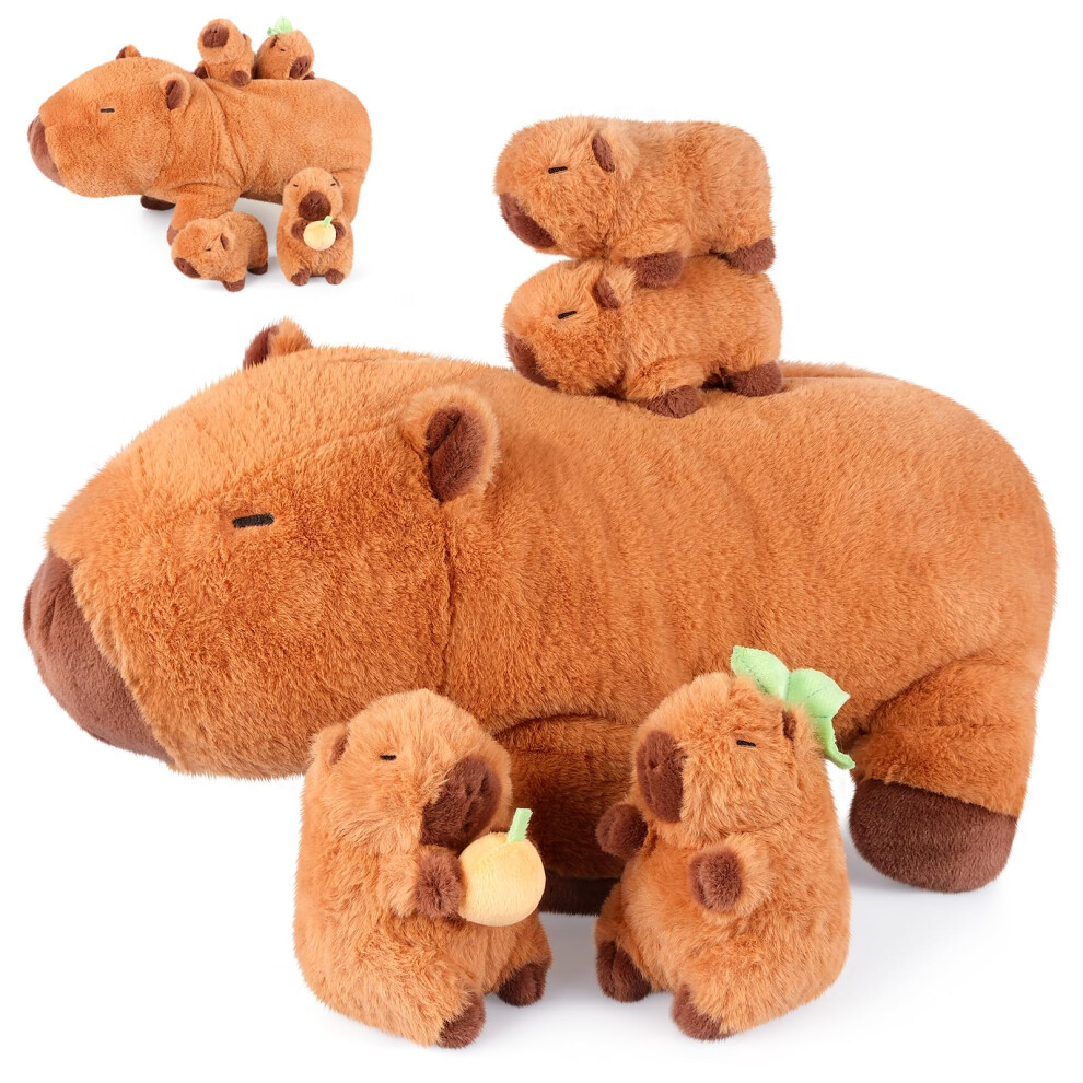 Photos - Other Toys SuzziPals 5-in-1 Capybara Stuffed Animals with Babies Inside 5PC Set Capybara Plush with Mommy & 4 Babies Capybara Plushies