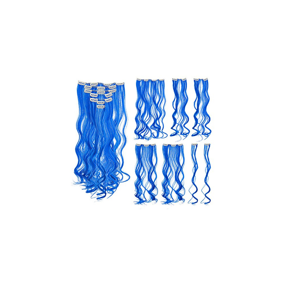 Swacc 7 Extension Per Capelli Sintetici, Con Clip, Per Tutta La Testa, Per Feste, Colore (50,8 Cm, Ricci, Blu)-image