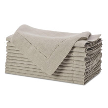 Sweet Needle - Pack of 12-100% Pure Linen Handmade Ladder Lace Hemstitched Napkins 20x20 Natural