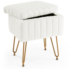 Sedia sgabello vanity sweetcrispy con pelliccia ottomane in finta pelliccia morbida per trucco imbottito sedile con poggiapiedi con 4 gambe metallich