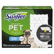 Swiffer Sweeper Pet Heavy Duty Dry Multi-Surface -liinan t   ytt   pakkaukset lattioiden lakaisuun ja puhdistukseen Febreze Freshness 10 kpl