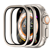 SWUU 2 Pack Tempered Glass Screen Protector with Titanium Alloy Frame Compatible with Apple Watch Ultra 2 / Ultra Screen Protector 49mm Waterproof H