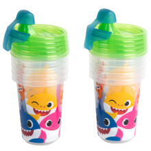 The First Years Take & Toss Pinkfong Baby Shark Sippy Cups - Återanvändbara Muggar för Barn - 10 Oz - 10 Pack