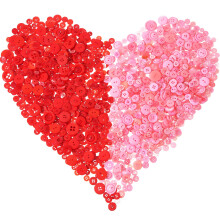 Tatuo 1000 Pieces Valentine's Day Buttons for Crafts Red and Pink Craft Buttons Bulk Round Resin Buttons Assorted Size for Sewing DIY Crafting Ar
