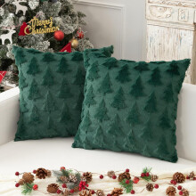 Capa de Almofada de Árvore de Natal Set de 2 18x18 polegadas, 3D Formato de Árvore de Natal em Pelúcia