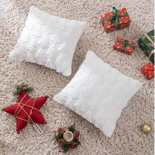 TBAVNOSY Capas de Almofadas de Árvore de Natal Conjunto de 2 18x18 polegadas, Almofadas de Pele Sintética em Forma de Árvore 1