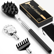 Gratte-dos télescopique avec 3 têtes détachables. Cadeau d'anniversaire pour la Saint-Valentin, pour homme, femme, papa qui a tout. Cadeau élépha
