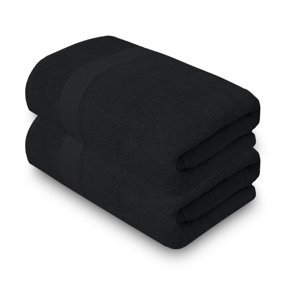 Serviettes de bain Textila 100 % coton - Taille g   ante 35 x 70 pouces, ultra douces et absorbantes (lot de 2 - Noir) Serviettes de luxe surdimens