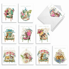 The Best Card Company - 20 vintage paaskaarten met enveloppen (4 x 5,12 inch) - Retro notitiekaarten in doos voor Pasen (10 ontwerpen, elk 2) - Victo