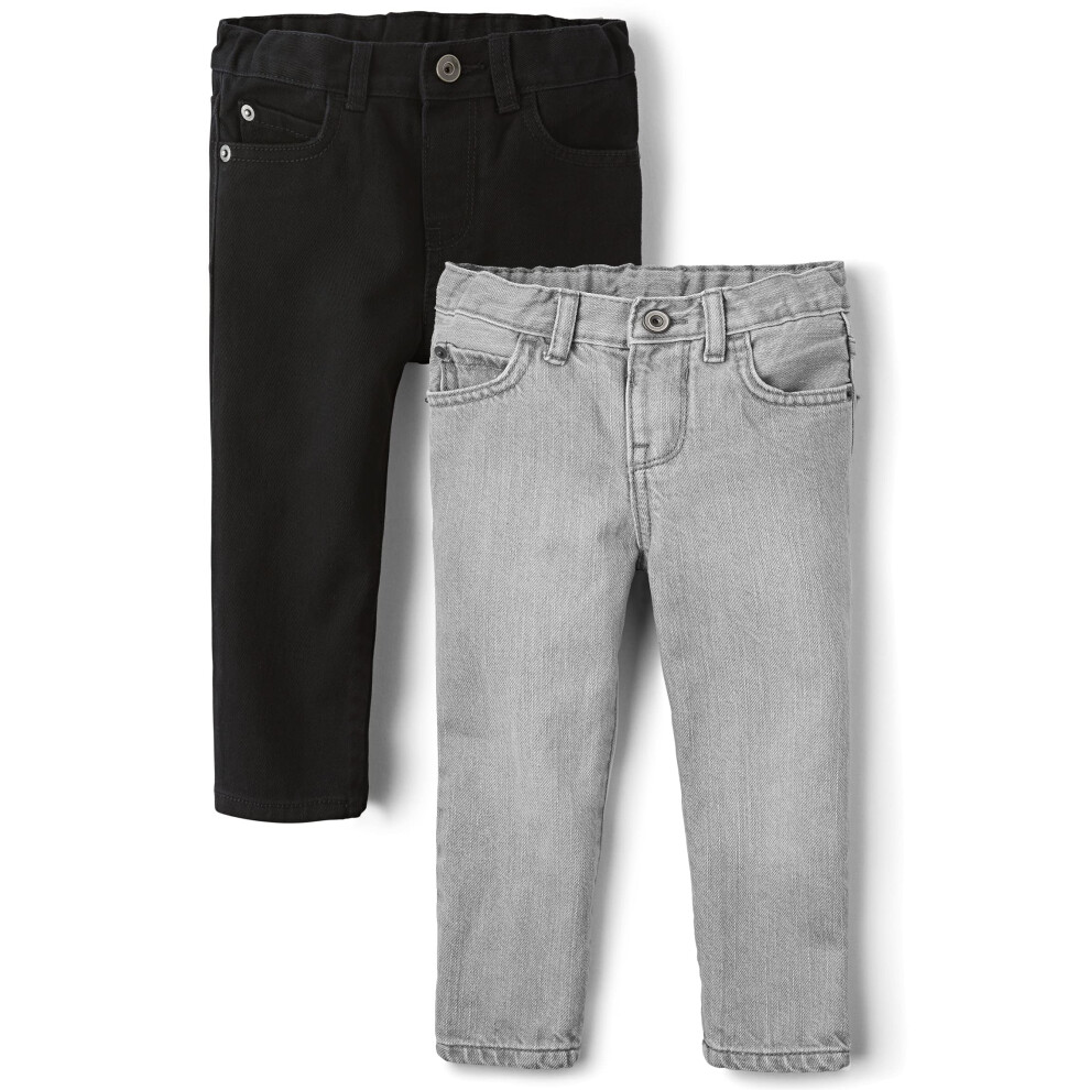 Lot De 2 Jeans Skinny Basiques Pour B B S Gar Ons Et Tout-Petits The Children's Place, Noir D Lav , Gris Tourterelle, 4T Us-image