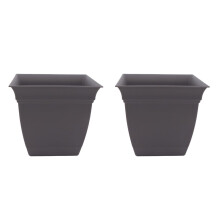 Planteur carr Eclipse Squlipse HC Companies avec soucoupe - Pot de plante extrieure intrieure pour lgumes de fleurs Herbes gris chaud (paquet de 2)