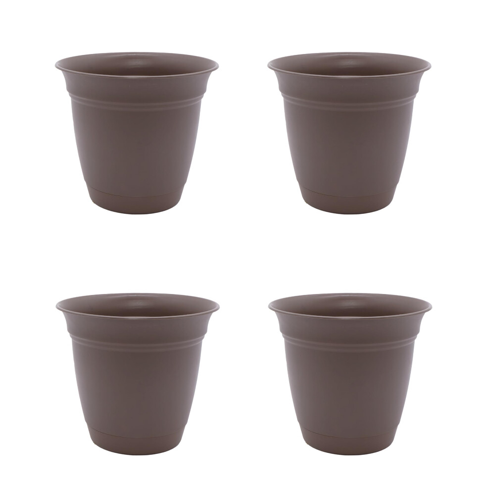 The HC Companies 8 Inch Eclipse Round Planter with Saucer - Indoor Outdoor Plant Pot for Flowers  Vegetables  and Herbs  Cappuccino (4 Pack)-image-OPC-PFRSMKV-NEW