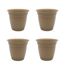 Le planteur rond Eclipse HC Companies 8 pouces avec soucoupe - Pot de plante extrieure intrieure pour lgumes de fleurs et grs d'herbes (4 pack)