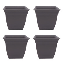 Planteur carr Eclipse Squlipse HC Companies avec soucoupe - Pot de plante extrieure intrieure pour lgumes de fleurs Herbes gris chaud (paquet de 4)
