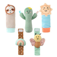 The Peanutshell Sock Ratles Set med 5 - Flicka Pojke Baby Rattle Strumpor Mjuka leksaker 0-6-12 mnader Spdbarnsleksaker Knsneutrala Babyartikl