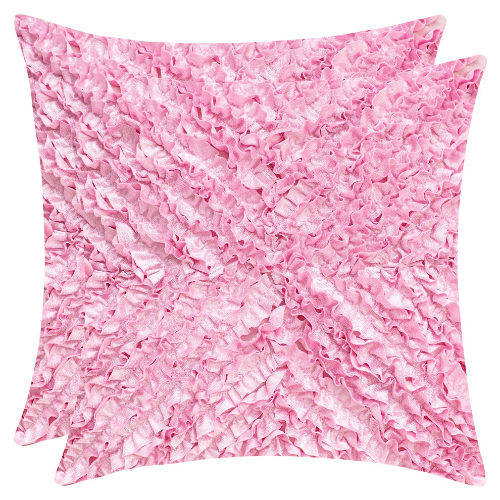 Biala Petals Pink Rzut Pillow Cover - (12X12 Cal) | Dekoracyjne Obrony Poduszki Do Mycia Na Kanapowa Sofe Do Sypialni Salon - Paczka 2-image