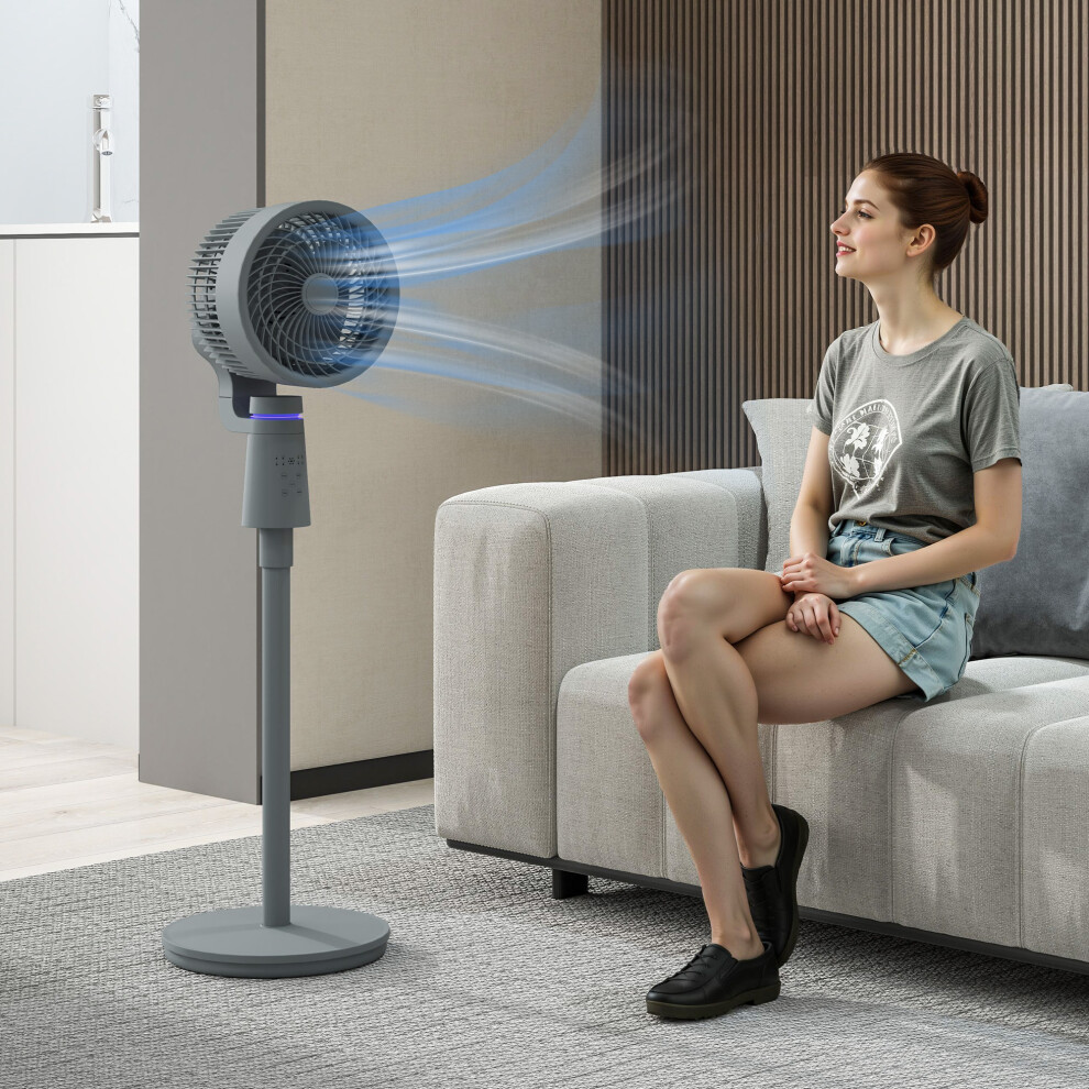 HOMCOM Pedestal Fan, Air Circulation Fan with Oscillating, Tilt, Grey