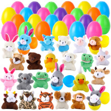 ThinkMax 24 uova di Pasqua con animali in peluche mini per riempire ceste, caccia, favori festa