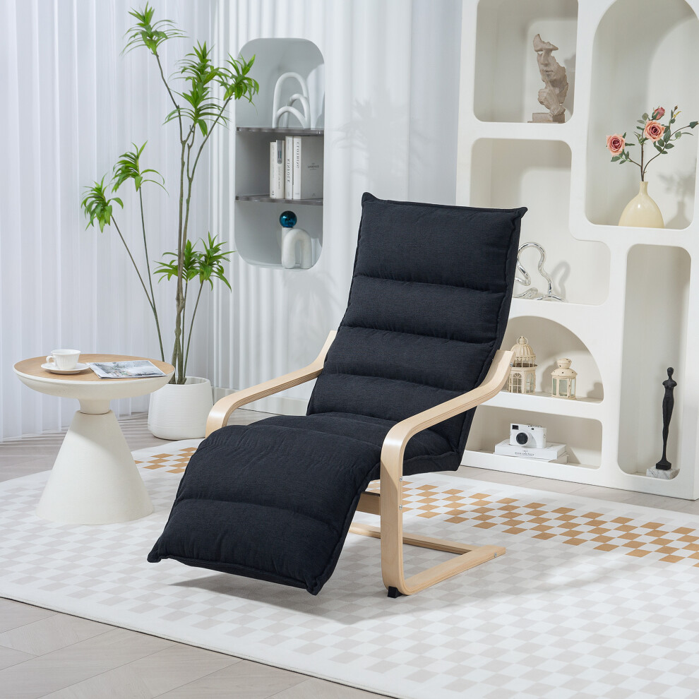 Homcom Black Birch Wood Lounge Chair For Living Room, Bedroom, 12Cm