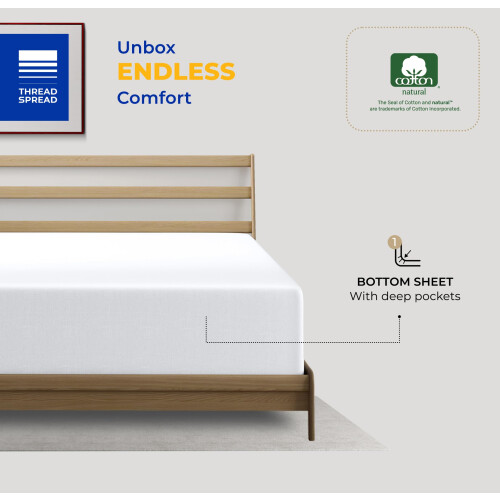 THREAD SPREAD Queen Size Fitted Sheet Only - 100% Egyptian Cotton 600 Thread Count Deep Pocket White Queen Fitted Sheet Fitted Sheet Queen Size Sof 2