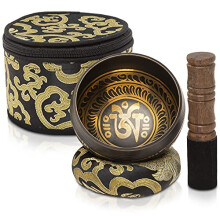 Tibetansk sngskluppsttning ~ Ltt att leka med tygfodral och Mallet ~ Sound Bowl fr meditation Yoga Spirituell lkning och mindfulness - Hand
