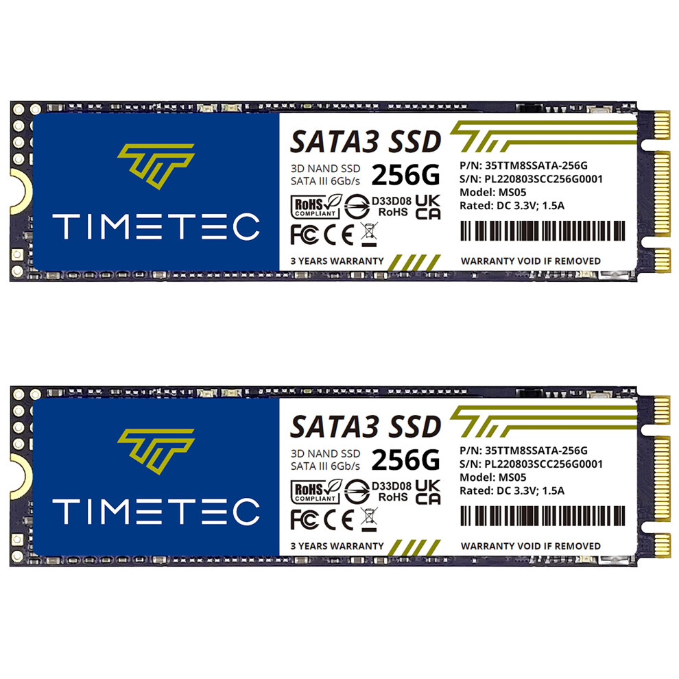 Timetec 256 Gb X 2 (2Er-Pack) Ssd 3D Nand Tlc Sata Iii 6 Gb/S M.2 2280 Ngff 128 Tbw Lesegeschwindigkeit Bis Zu 550 Mb/S Slc-Cache Leistungssteigerung-image