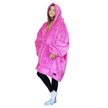 Tirrinia Hot Pink Oversized Hoodie Blanket Sweatshirt comfortable Sherpa giant Wearable Blankets gift for Adults Men Women Teenagers Wife girlfriend