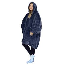 Tirrinia Navy Oversized Hoodie Blanket Sweatshirt comfortable Sherpa giant Wearable Blankets gift for Adults Men Women Teenagers Wife girlfriend