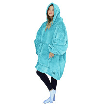 Tirrinia Oversized Hoodie Blanket Sweatshirt comfortable Sherpa giant Wearable Blankets gift for Adults Men Women Teenagers Wife girlfriend Aqua