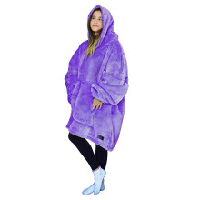 Tirrinia Purple Oversized Hoodie Blanket Sweatshirt comfortable Sherpa giant Wearable Blankets gift for Adults Men Women Teenagers Wife girlfriend