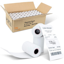 TK Thermal King (100 Rolls) 2 1/4"""" x 50' Thermal Paper POS Receipt Paper for Retail Business Cash Register Fits All Credit Card Terminal