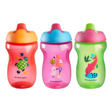 Tommee Tippee Sippee Cup 10oz Sippee Training Cup pre b b tk od 9 mesiacov, cerveno-fialov a zelen , 3 kusy