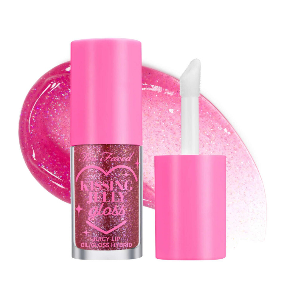 Too Faced Kissing Jelly Lip Oil Gloss |Sunflower & Jojoba Oils  0.15 fl. oz.  Grape Soda