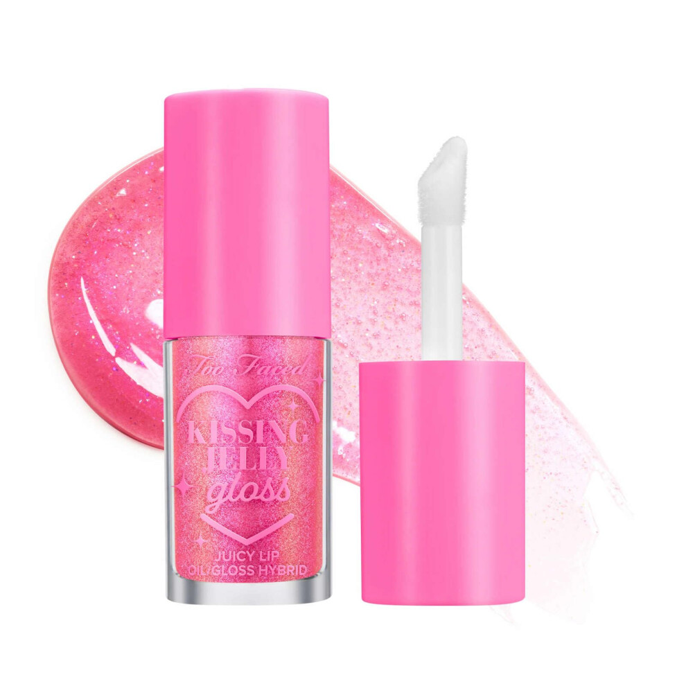 Too Faced Kissing Jelly Lip Oil Gloss |Sunflower & Jojoba Oils  0.15 fl. oz.  Bubblegum