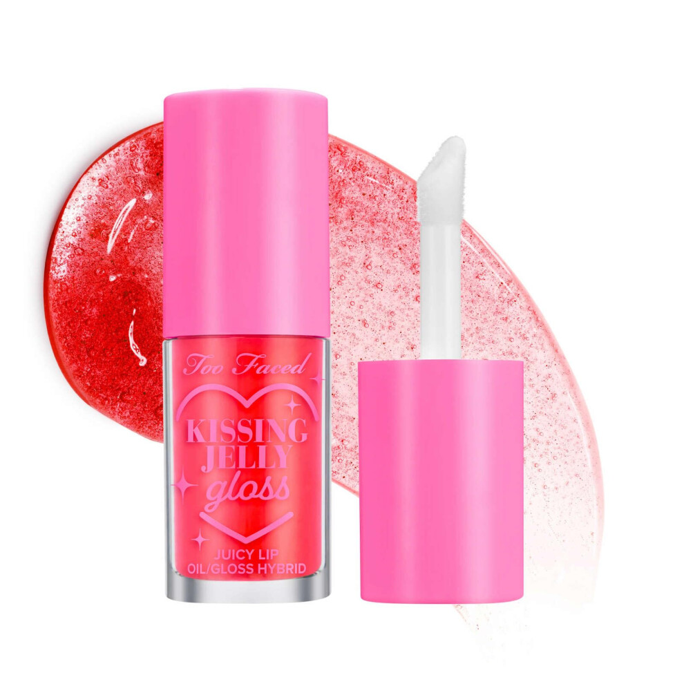 Too Faced Kissing Jelly Lip Oil Gloss |Sunflower & Jojoba Oils 0.15 Fl. Oz. Sour Watermelon