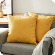 Top Finel Fodere Cuscini Gialle 16X16 Set Di 2, Morbide Federe Chenille, Cuscini Decorativi Per Divano