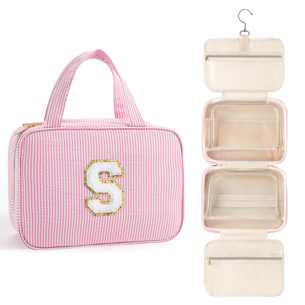 Topeast Travel Toiletry Bag - Hanging Toiletry Bag And Makeup Bag For Women Girls Large Capacity Personalized Initial Toiletry Bag Cosmetic Bag Birt