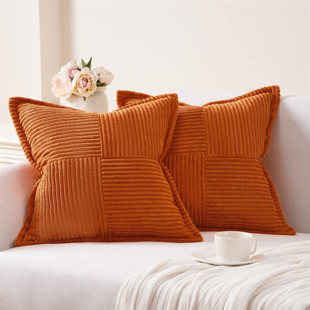Housse de coussin décorative Topfinel Fall Broadside avec épissure 18 x 18, lot de 2, en velours côtelé ultra doux, pour canapé-lit (45 x 45 cm,