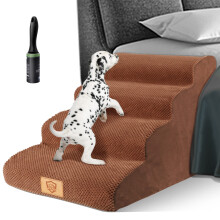 Hundtrappa fr sm hundar 4-stegs skum hundtrappor & ramper fr soffa/hga sngar med vattenttt & avtagbart verdrag Halkfri brun