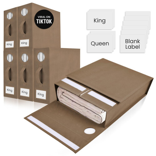 DIMJ Lot De 6 Organiseurs De Draps De Lit Pliables En Lin - Rangement Placard Très Grand Lit