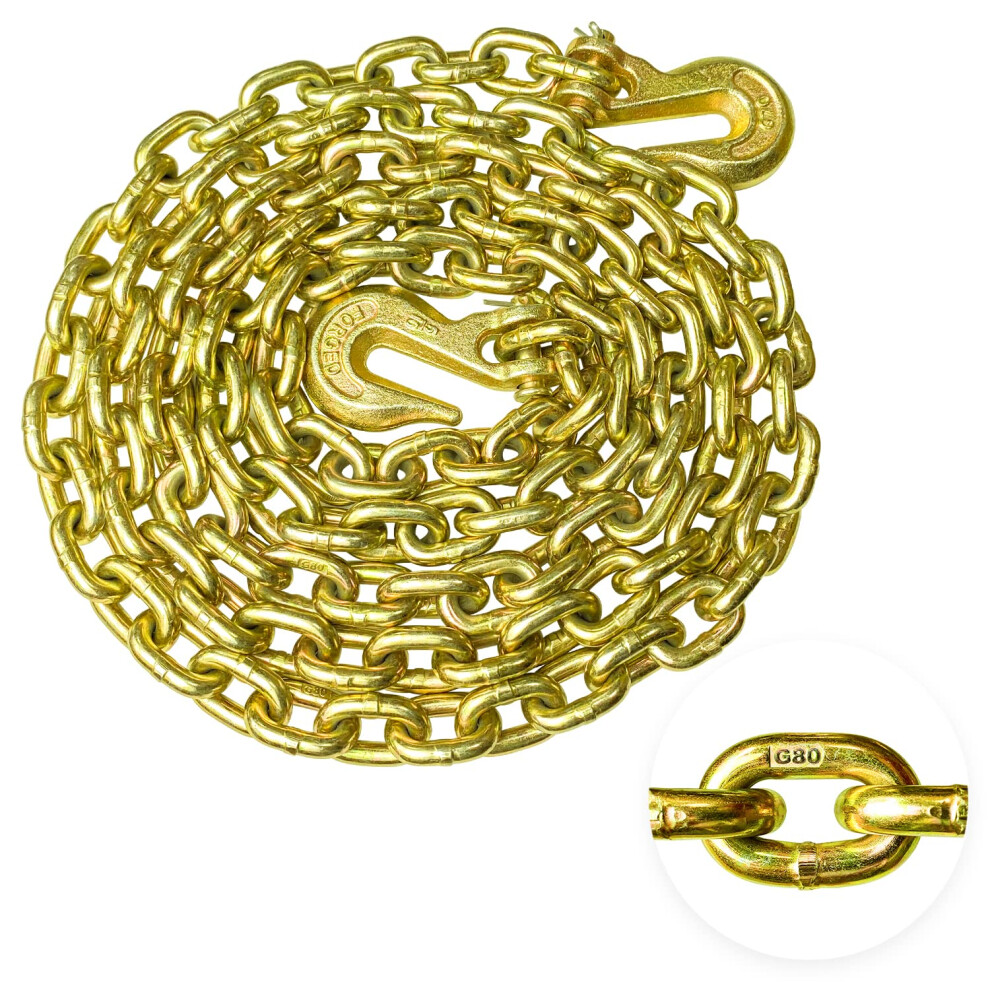 Toyo-Intl G80 Transport Binder Chain 5/16 Inch X 10 Foot Safety/Binder Chain With Clevis Grab Hooks 4 900 Lbs Safe Working Load Logging Chain For Tran 790504336087