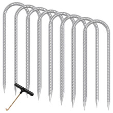 Trampoline Stakes Anchors High Wind Heavy Duty Trampoline Anchor Kit U Type Sharp Ends Safety Ground Anchor Galvanized Steel for Soccer Goals Camping