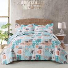 Travan Coastal Quilt Verão Queen Size, Ultra Macio & Leve Conjunto de Cama Praia