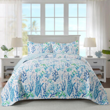 Travan Coastal Quilt Verão Rainha, Ultra Macio & Leve, Estampado Coral